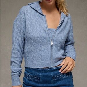 AE Whoa So Soft Cropped Zip-Up Hoodie blue NWT size medium